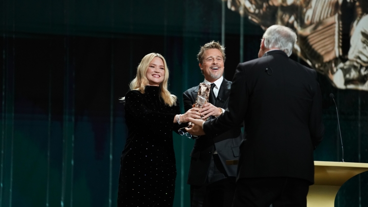 Virginie Efira, Brad Pitt et David Fincher lors de la 48e cérémonie des Césars