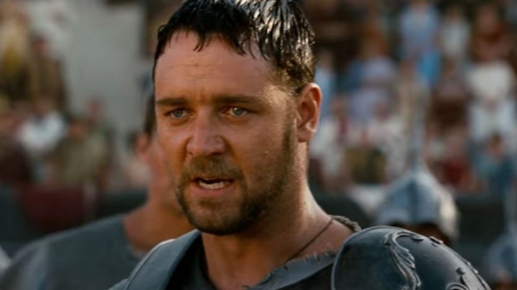 Russell Crowe dans Gladiator de Ridley Scott.