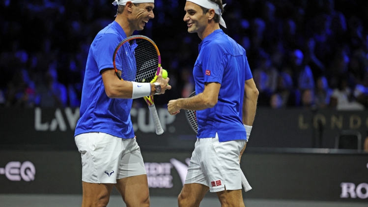 Roger Federer et Rafael Nadal à la Laver Cup de Londres, en septembre 2022.
