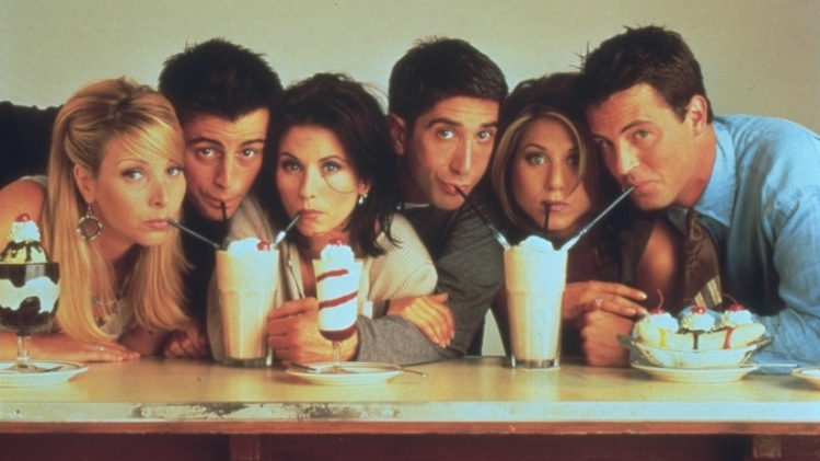 Matthew Perry, Jennifer Aniston, David Schwimmer, Courteney Cox, Matt Leblanc et Lisa Kudrow dans Friends.
