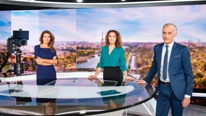 Les présentateurs des journaux de 13 heures et 20 heures de TF1 : Anne-Claire Coudray, Marie-Sophie Lacarrau et Gilles Bouleau.