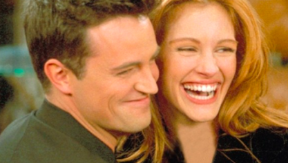 Matthew Perry et Julia Roberts sur le tournage de Friends.