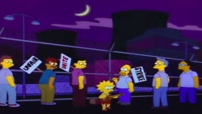 Saison 4, épisode 17 des Simpson, Grève à la centrale.