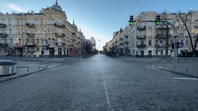 Les rues désertes de la capitale ukrainienne aux premiers jours de l
