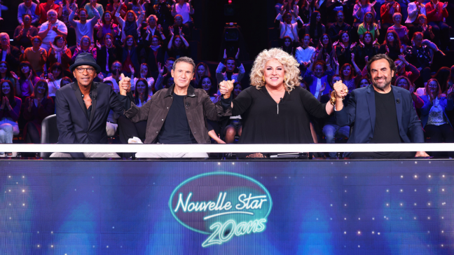 Le jury emblématique de la Nouvelle Star, avec Manu Katché, Dove Attia, Marianne James et André Manoukian, réuni pour les 20 ans de l'émission sur M6. 