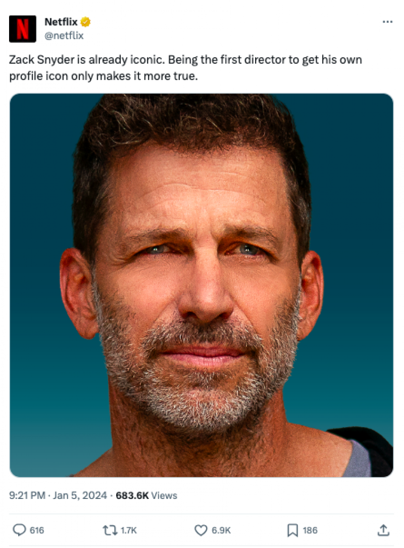 Les abonnés de Netflix pourront utiliser la photo de Zack Snyder comme avatar.