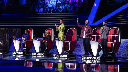 Mika, Zazie, Vianney, Bigflo et Oli sur le plateau de The Voice.